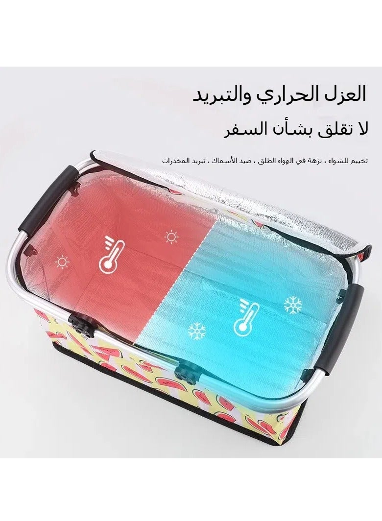 عام سلة نزهة سلة اليد في الهواء الطلق سوبر ماركت المنزلية سلة تخزين التسوق سلة العزل سلة كيس الثلج نزهة سلة قابلة للطي - Image 3