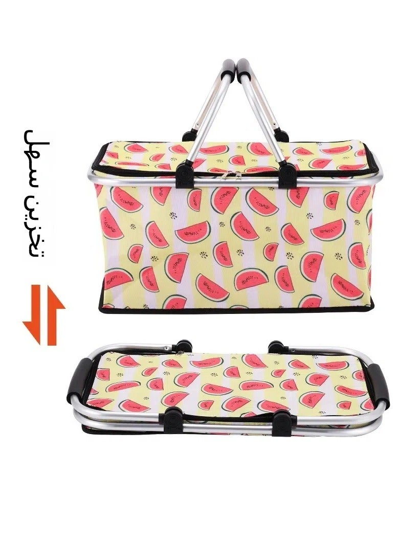 عام سلة نزهة سلة اليد في الهواء الطلق سوبر ماركت المنزلية سلة تخزين التسوق سلة العزل سلة كيس الثلج نزهة سلة قابلة للطي - Image 4