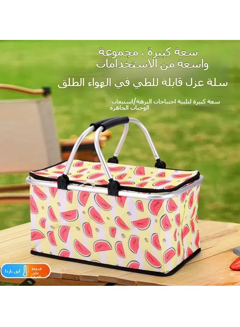 عام سلة نزهة سلة اليد في الهواء الطلق سوبر ماركت المنزلية سلة تخزين التسوق سلة العزل سلة كيس الثلج نزهة سلة قابلة للطي - Image 5