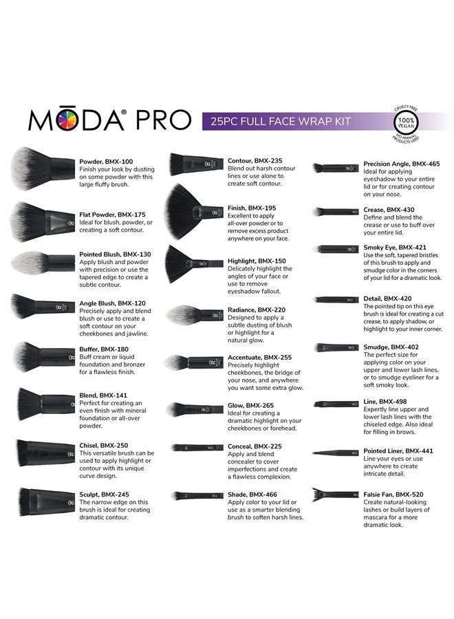 MODA مجموعة فرش مكياج كاملة للوجه 25 قطعة مع حقيبة سفر - Image 3