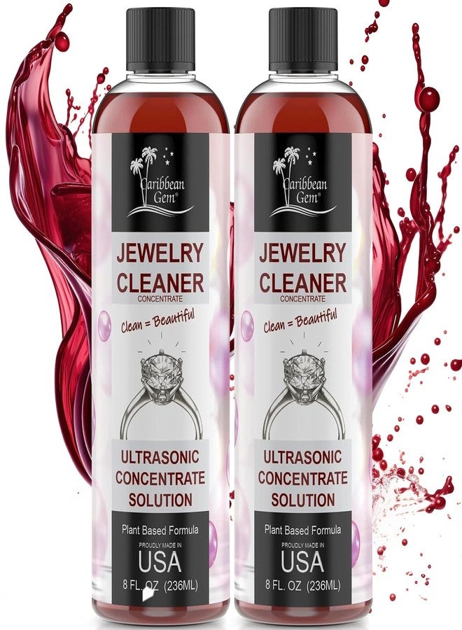 Caribbean Gem Ultrasonic Cleaner Solution Concentrate - Highly Concentrated All Purpose Cleaning Solution for All Ultrasonic Machines - USA Made Plant Based Eyeglass and Jewelry Cleaner, 8oz (2 Pack) - Image 1