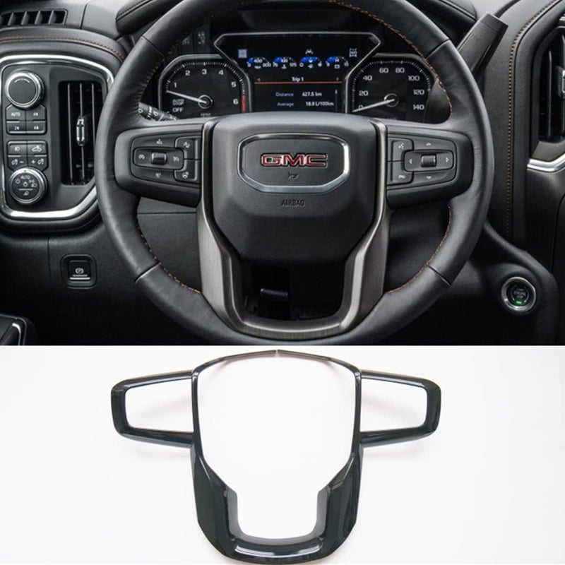 ZiWen غطاء عجلة القيادة الجديد من ZiWen باللون الأسود اللامع لسيارات GMC Sierra 1500 2500HD 3500HD 2020 2021 2022 2023 ويوكون XL 2021 2022 2023 (أسود لامع) تصميم كلاسيكي مطور - Image 1