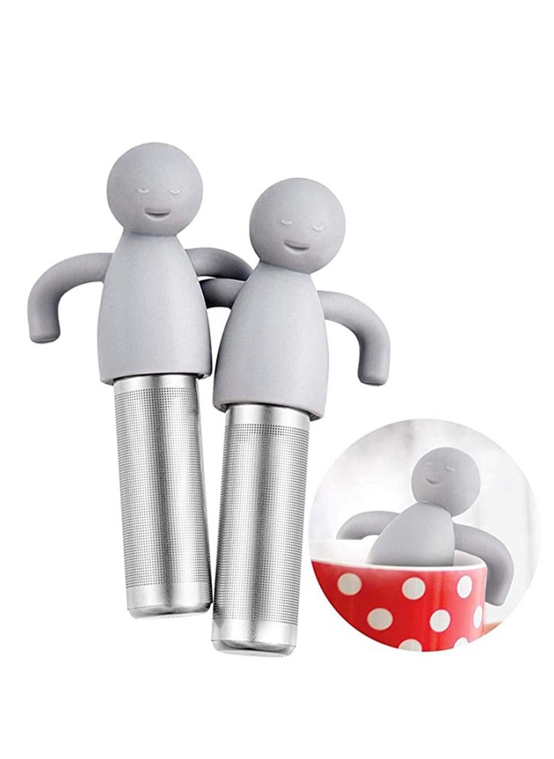 Tea Infuser Filter, Loose Tea Cute Stainless Steel Ultra Fine Mesh Tea Supplies Steeper Diffuser Herbal Tea and Spices, Get the More Enjoyable Tea Times with Friends and Family (2 Pcs Gray)  - Image 1
