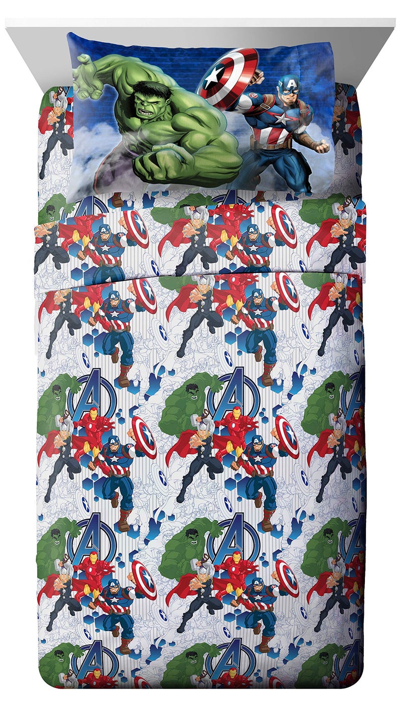 Jay Franco Marvel Avengers Blue Circle 5 Piece Full Bed Set - Includes Reversible Comforter & Sheet Set - Bedding Features Captain America & Iron Man - Fade Resistant Microfiber (Official Marvel Product) - Image 4