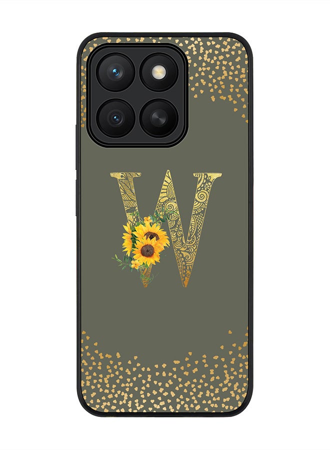 Stylizedd For Honor X8c Case,Slim fit Camera Protection, Shockproof Thin Phone cover  - Custom Floral Monogram - W  (Olive Green )
