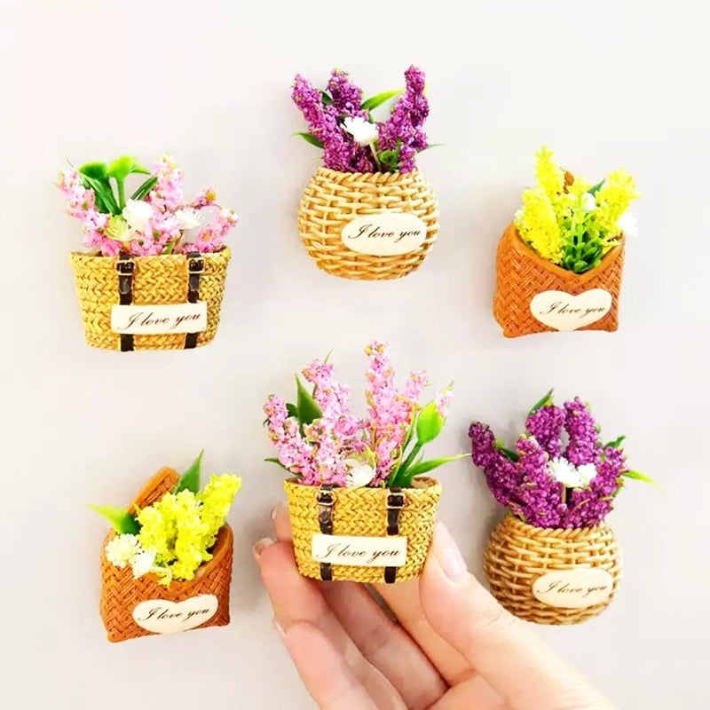 Bonilve 3pcs Flower Fridge Magnets, Cute Plant Refrigerator Magnet for Fridge, Creative Decorative 3D Magnet for Office, Kitchen, School, Locker, Whiteboard - Image 3
