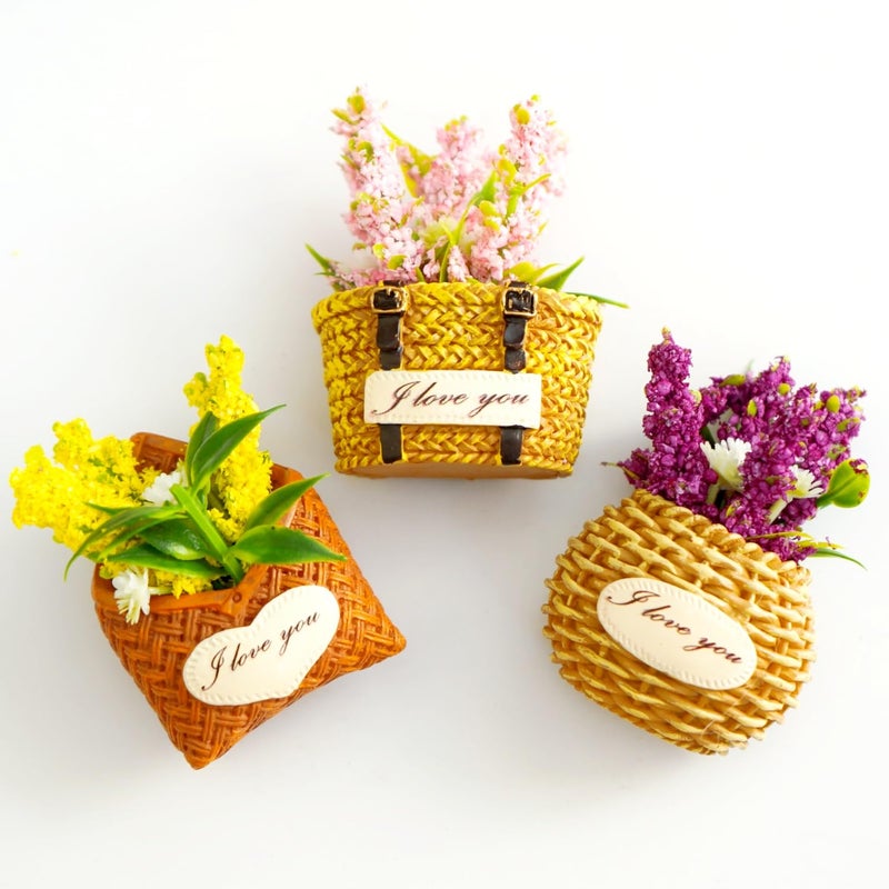 Bonilve 3pcs Flower Fridge Magnets, Cute Plant Refrigerator Magnet for Fridge, Creative Decorative 3D Magnet for Office, Kitchen, School, Locker, Whiteboard - Image 1
