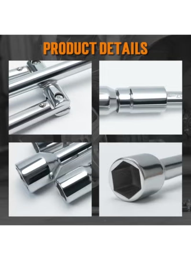 4-Way Foldable Lug Wrench – Universal Tire Iron for Lug Nuts, Multi-Size Chrome-Plated Carbon Steel - Image 5