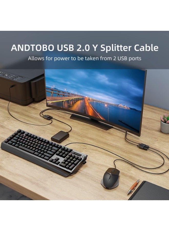 FIRST PRO USB 2.0 A Male to 2 Dual USB Female Jack Y Splitter Hub Power Cord Extension Adapter Cable - Image 4