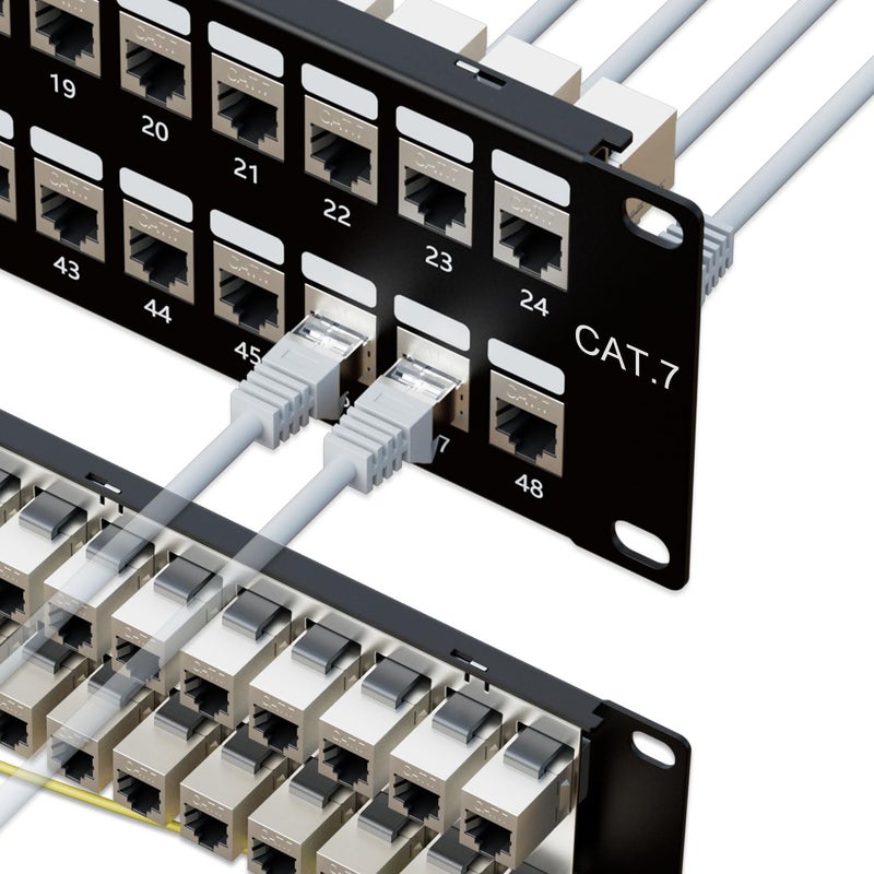 iwillink 10Gbps Cat7 RJ45 Through Coupler 2U 48Port Patch Panel STP Shielded 19Inch Without Back Bar Wallmount or Rackmount Compatible with Cat5e Cat6 Cat6A Cat7 Cabling - Image 2