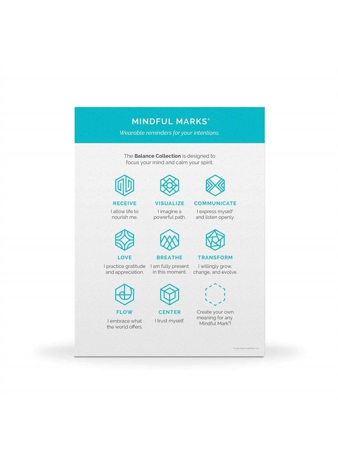 LumenKind, Mindful Marks (Platinum) 31 Tiny Temporary Tattoos Mindfulness Stickers - Inspirational Gifts for Women - Simple Mindfulness Meditation Tools for Mental Health Awareness