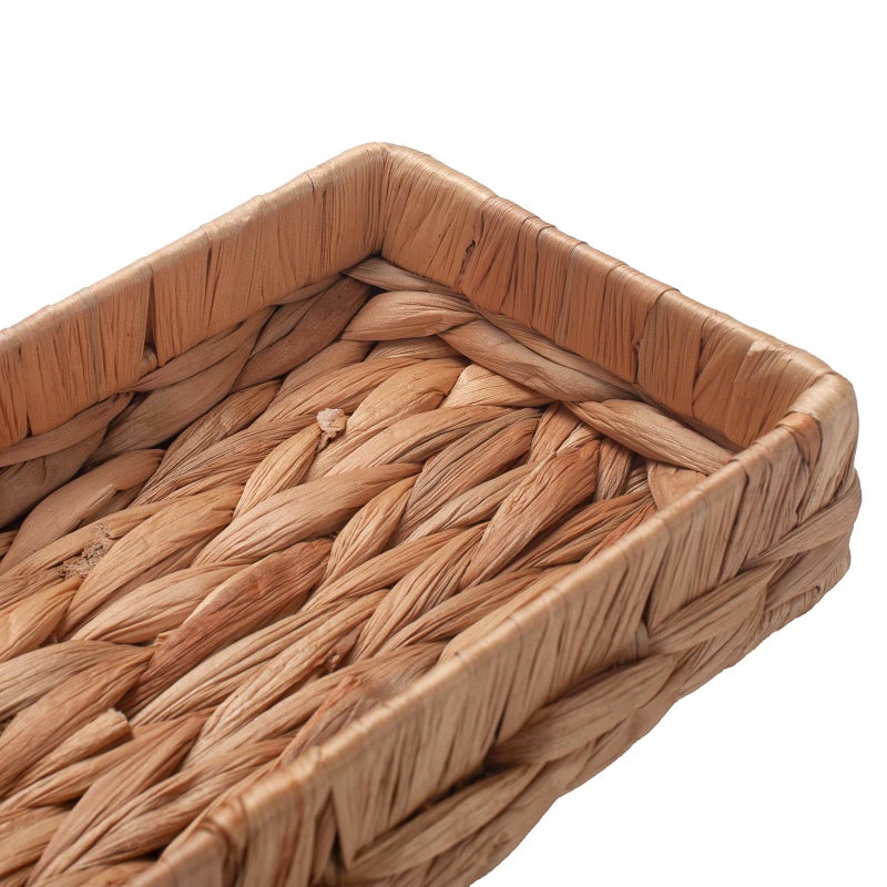 IVAILEX Woven Bathroom Vanity Tray for Storage Water Hyacinth Back of Toilet Basket Long Narrow Guest Towel Holder (Natural 10.2 x 4.9 x 1.8 inch) - Image 4