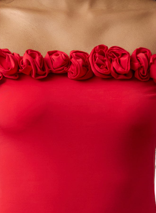 trendyol Red Rose Detailed Knitted Bodysuit TPRAW25BD00015 - Image 4