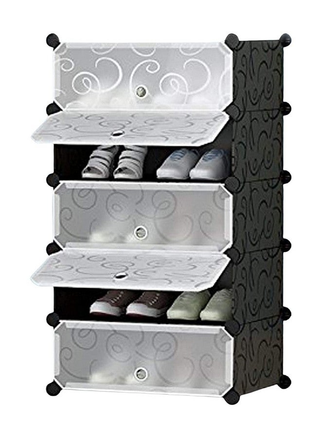 Oumffy Plastic Shoe Rack Portable Shoe Rack Organizer 30 Pair Tower Shelf Storage Cabinet Stand Expandable, Boots, Slippers, 5 Tier Black - Image 1