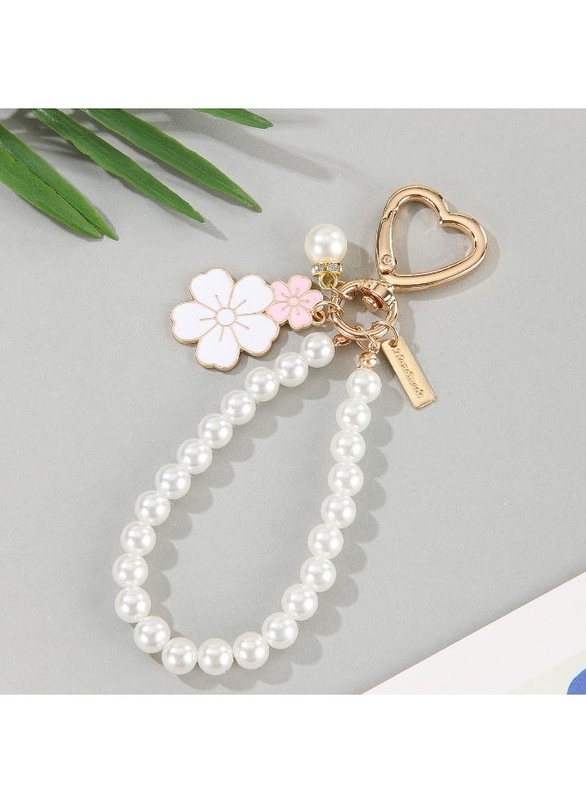 Generic Cherry Blossom Beaded Keyring, Cute Sakura Keychain with Tassel for Women Girls, Bag Pendant Accessory  - Image 1