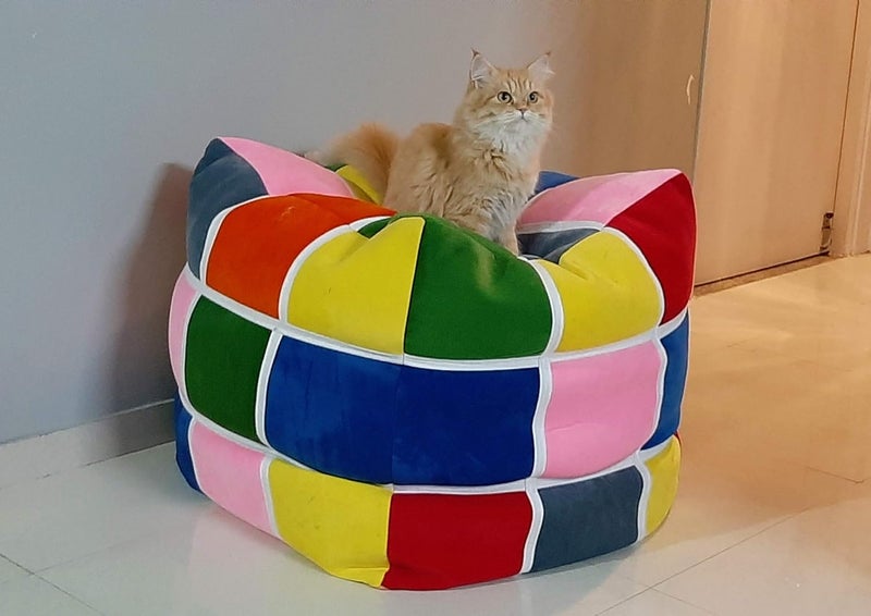 Mollismoons Mollismoons Footstools pouffes Bean Bag Ottoman Bean Bag mudda Bean Bag Bean Bag Footstool Multicolored Bean Bag Bean Bag mudda XXXL Size Cube Multicolor  - Image 3