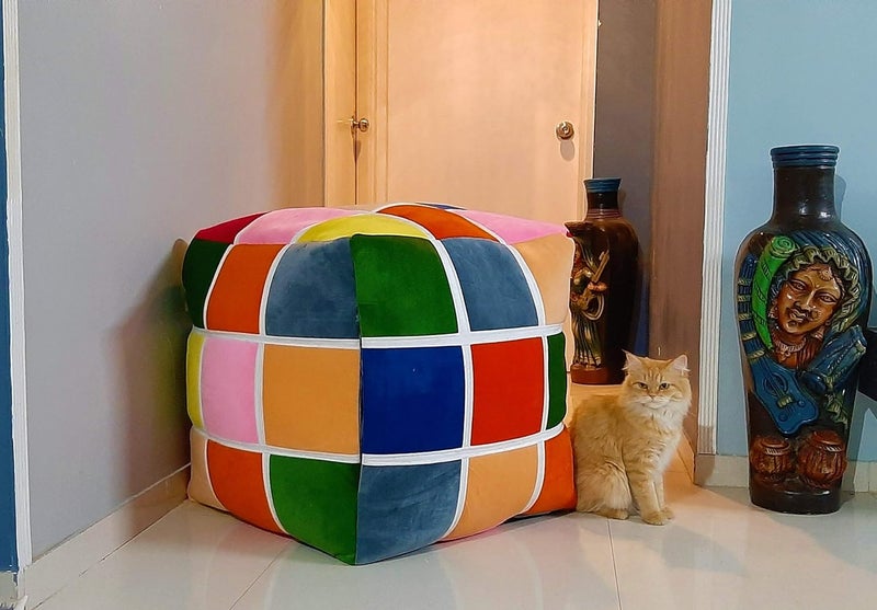 Mollismoons Mollismoons Footstools pouffes Bean Bag Ottoman Bean Bag mudda Bean Bag Bean Bag Footstool Multicolored Bean Bag Bean Bag mudda XXXL Size Cube Multicolor  - Image 2