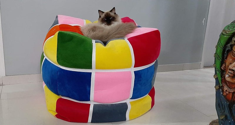 Mollismoons Mollismoons Footstools pouffes Bean Bag Ottoman Bean Bag mudda Bean Bag Bean Bag Footstool Multicolored Bean Bag Bean Bag mudda XXXL Size Cube Multicolor  - Image 5