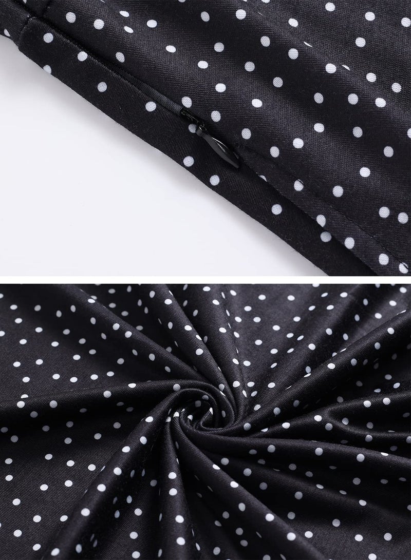 HELYO Women's Elegant Vintage Casual Floral Print Work Party A-Line Swing Dress with Pockets 162 (XL, Black Dot) - Image 5