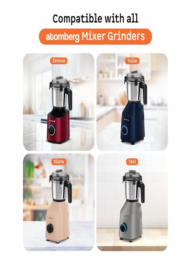 Atomberg 1 L Dry Grinding Jar | Compatible with all Atomberg Mixer Grinders | Anti-Gravity Lid Locks for Hands-Free Operation | Ideal for Batter, Dry Spices, Purees - Image 2
