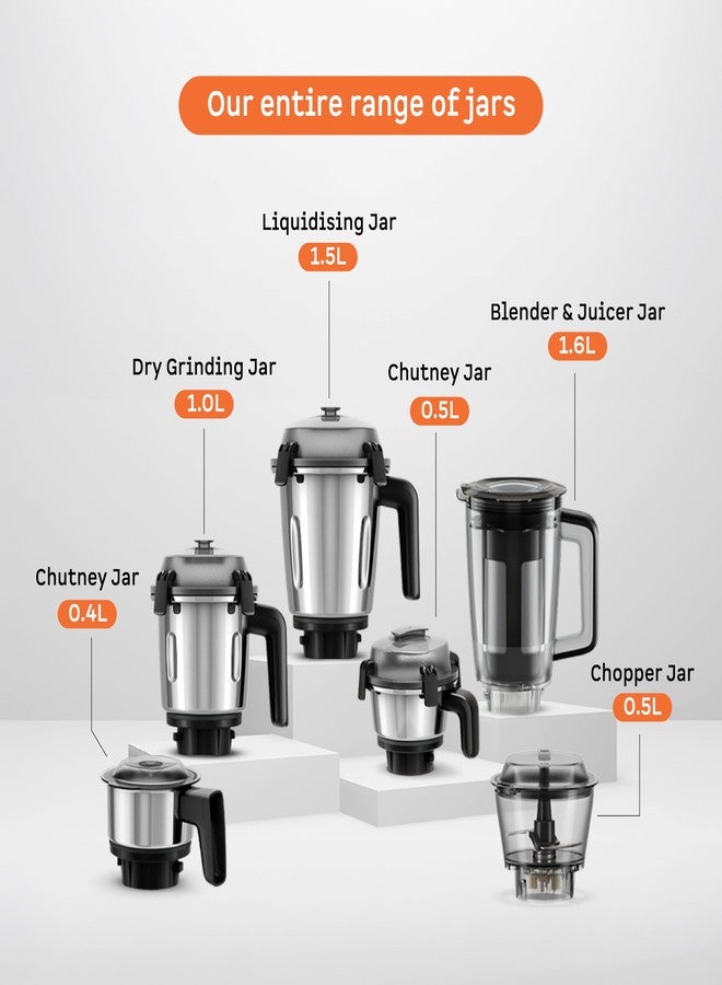 Atomberg 1 L Dry Grinding Jar | Compatible with all Atomberg Mixer Grinders | Anti-Gravity Lid Locks for Hands-Free Operation | Ideal for Batter, Dry Spices, Purees - Image 5