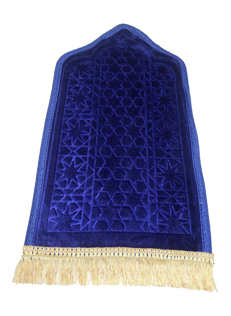 Yuwell Kids Prayer Mat Embossed Prayer Mat Anti-Slip Velvet Top Islamic Prayer Mat Sajadah Mat Prayer Rug Salah Mat For Kids Eid Gifts And Ramadan Gifts 60X35CM Blue  - Image 3