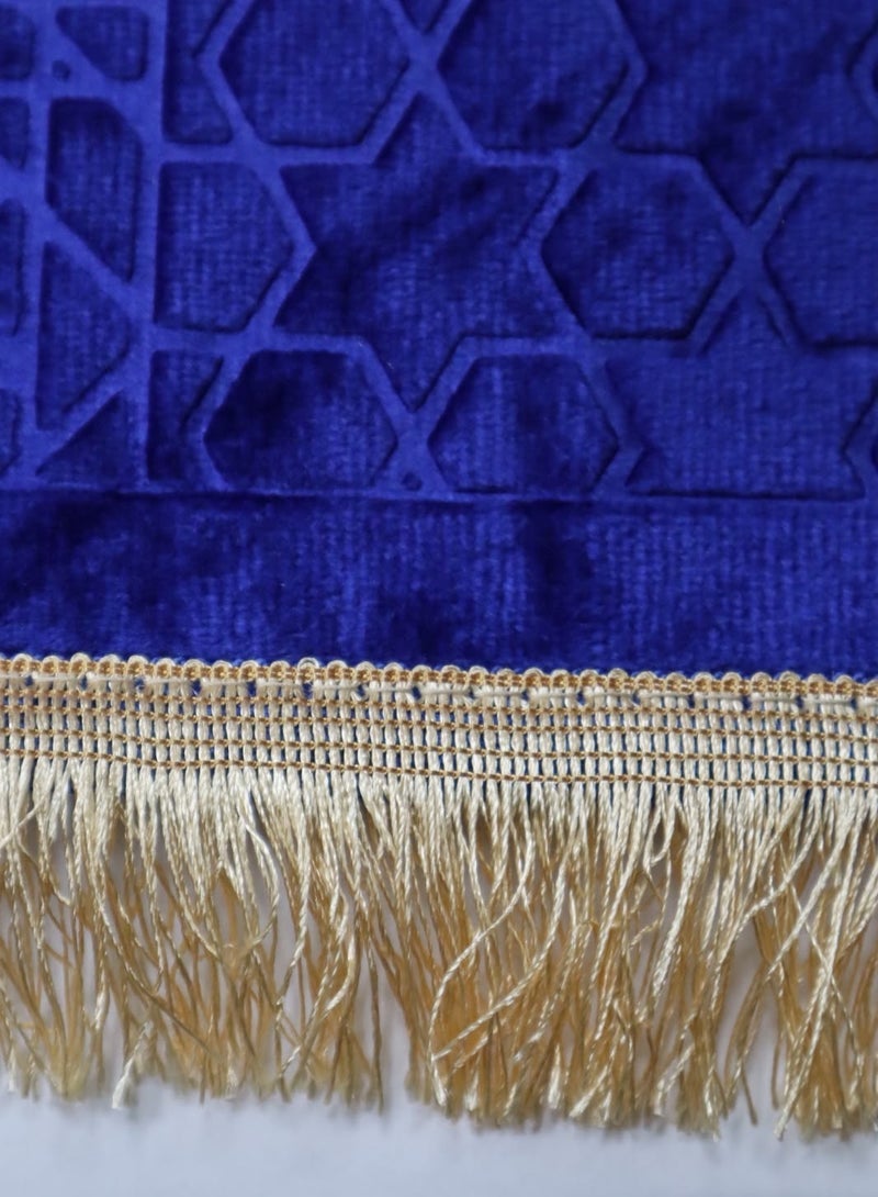 Yuwell Mini Prayer Mat Embossed Prayer Mat Anti-Slip Velvet Top Islamic Prayer Mat Sajadah Mat Prayer Rug Salah Mat For Adults And Kids Eid Gifts And Ramadan Gifts 60X35CM Blue - Image 3