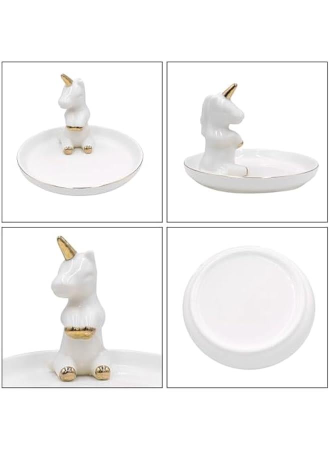 Bathroom Jewelry Tray Ring Holder Trinket Organizer Earrings Storage Case Gift for Birthday  Wedding,Unicorn 2# - Image 4