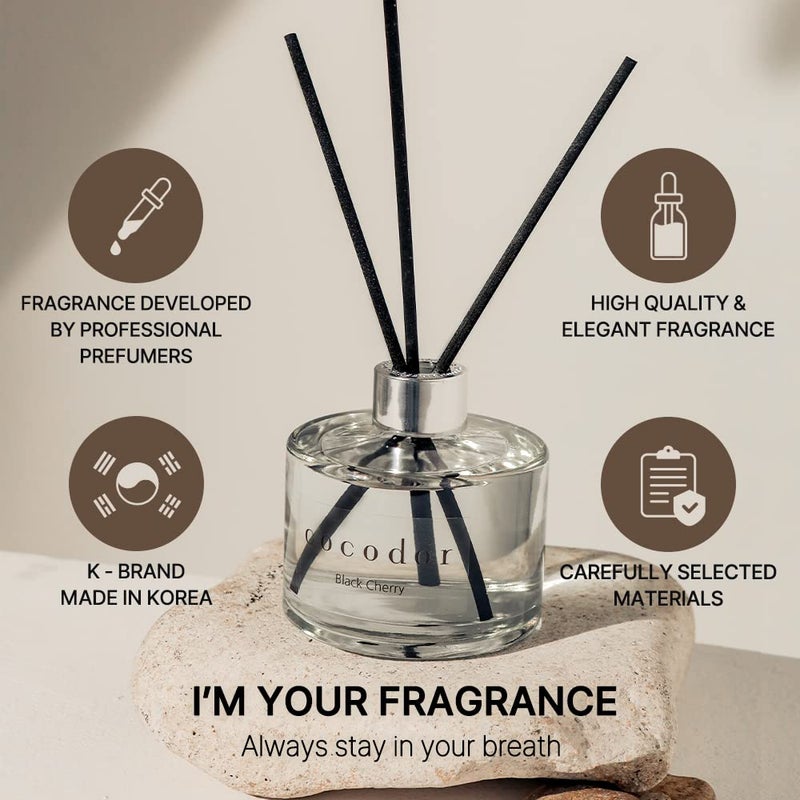 كوكودور Cocodor Signature Reed Diffuser / الكرز الأسود / 6.7 أوقية (200 مل) / 1 حزمة / ناشر القصب مجموعة ناشر الزيوت وعصي ناشر القصب ديكور المنزل وديكور المكتب العطر والهدايا - Image 2
