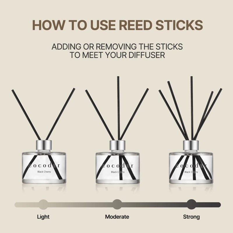 كوكودور Cocodor Signature Reed Diffuser / الكرز الأسود / 6.7 أوقية (200 مل) / 1 حزمة / ناشر القصب مجموعة ناشر الزيوت وعصي ناشر القصب ديكور المنزل وديكور المكتب العطر والهدايا - Image 4