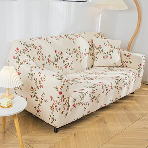 House of Quirk Universal Single Seater Sofa Cover Big Elasticity Cover for Couch 140 GSM Sofa Slipcover (Cream Flower Bunch, 90-145cm) - Image 3
