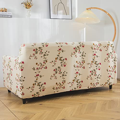 House of Quirk Universal Single Seater Sofa Cover Big Elasticity Cover for Couch 140 GSM Sofa Slipcover (Cream Flower Bunch, 90-145cm) - Image 5