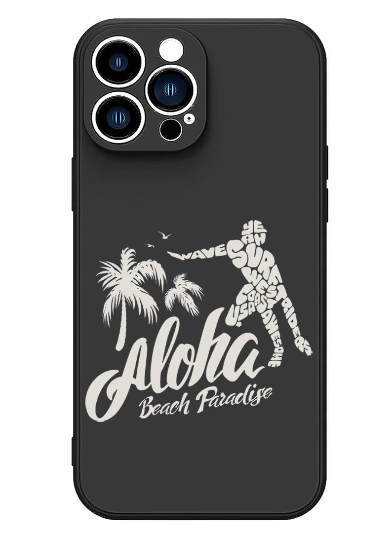 Theodor Protective Slim Fit Case Liquid Silicone Cover with Full Body Protection Anti-Scratch Shockproof Case For iPhone 15 Pro Max Black - Aloha Beach Paradise white - Image 1