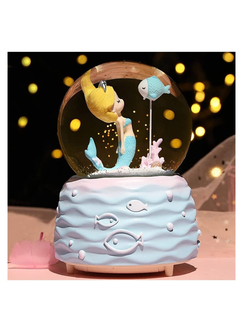 SYOSI Snow Globes Mermaid Snowglobes with Musical LED Lights Glitter Display Decoration Home Decor for Kids Room Essentials Birthday Gift Precious Keepsake Cute Novelty Gifts and Collectibles - Image 1