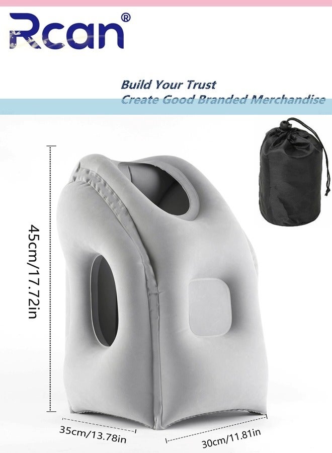 Rcan Inflatable Travel Pillow Airplane Neck Pillow Comfortably Supports Head and Chin for Airplanes, Trains, Cars Office Napping on The Tray Table - Image 2