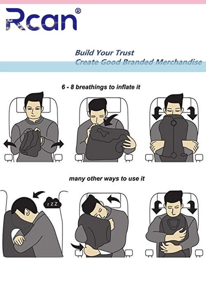 Rcan Inflatable Travel Pillow Airplane Neck Pillow Comfortably Supports Head and Chin for Airplanes, Trains, Cars Office Napping on The Tray Table - Image 5