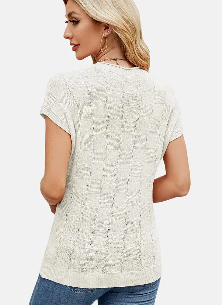 YUNIQEE White Round Neck Printed Top
