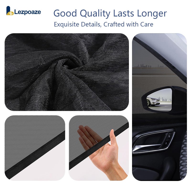 Lezpoaze 4-Pack Car Window Shades with Insect Screen, UV Blocking & Breathable Mesh, Universal Fit for 96% Cars, for Baby Kids Travel Camping, Heat Insulation & Privacy Protection - Image 5
