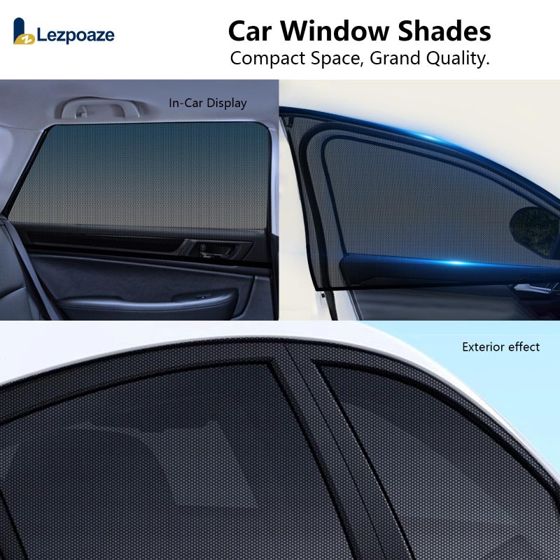Lezpoaze 4-Pack Car Window Shades with Insect Screen, UV Blocking & Breathable Mesh, Universal Fit for 96% Cars, for Baby Kids Travel Camping, Heat Insulation & Privacy Protection - Image 4