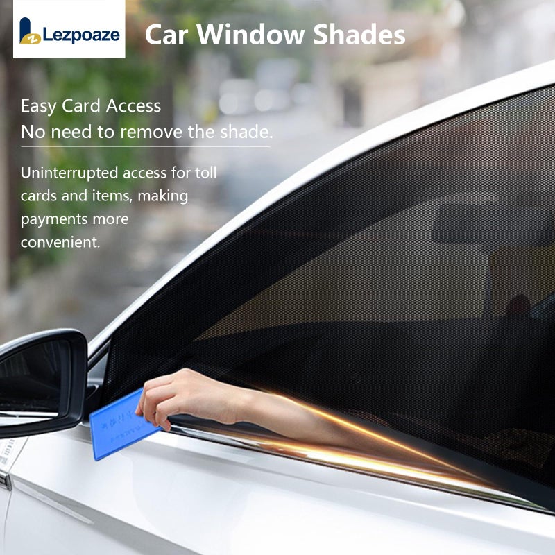 Lezpoaze 4-Pack Car Window Shades with Insect Screen, UV Blocking & Breathable Mesh, Universal Fit for 96% Cars, for Baby Kids Travel Camping, Heat Insulation & Privacy Protection - Image 2