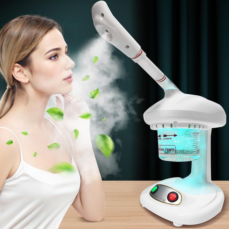 Excefore Nano Ionic Face Steamer - Deep Cleaning Facial Steamer with Extendable Arm and 360° Rotating Nozzle - Auto Shut Off & Detachable Water Tank for Home Salon Use - Image 1