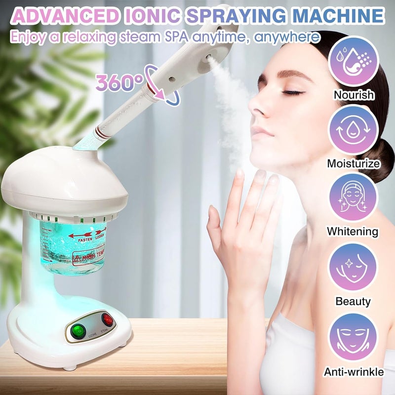 Excefore Nano Ionic Face Steamer - Deep Cleaning Facial Steamer with Extendable Arm and 360° Rotating Nozzle - Auto Shut Off & Detachable Water Tank for Home Salon Use - Image 3