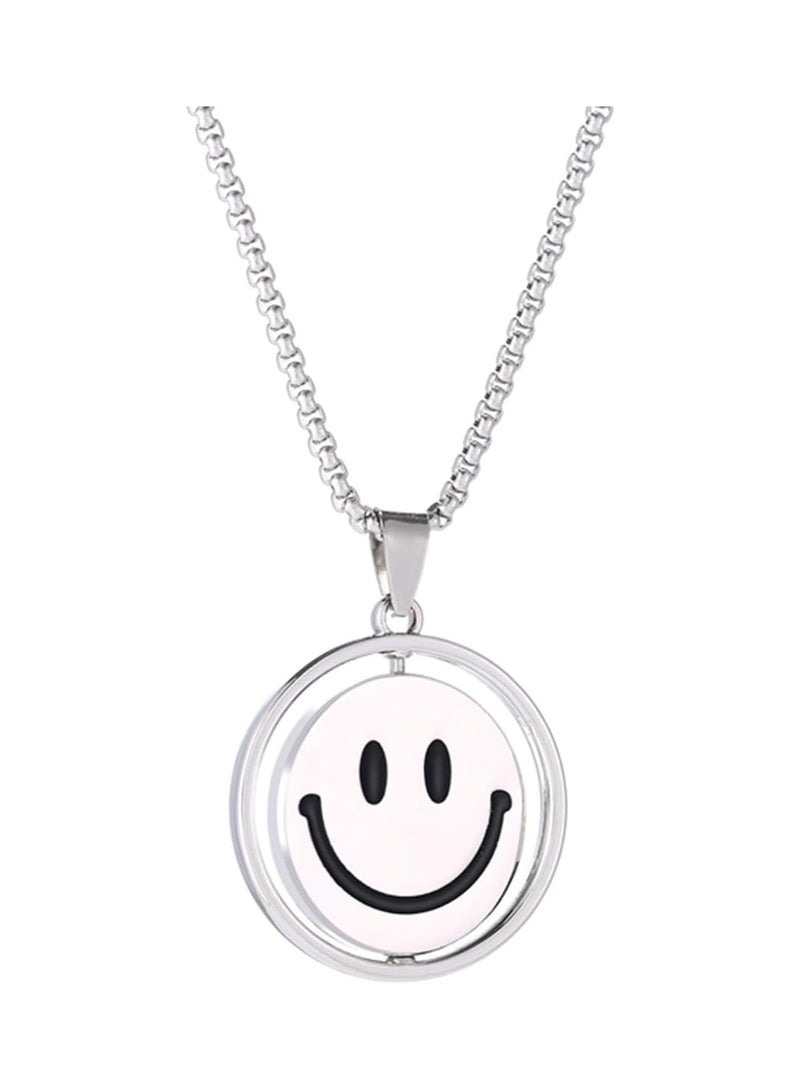 MARIO DRAFTS Unisex Smile Emotion Stainless Steel Neck Chain , Silver - Image 1