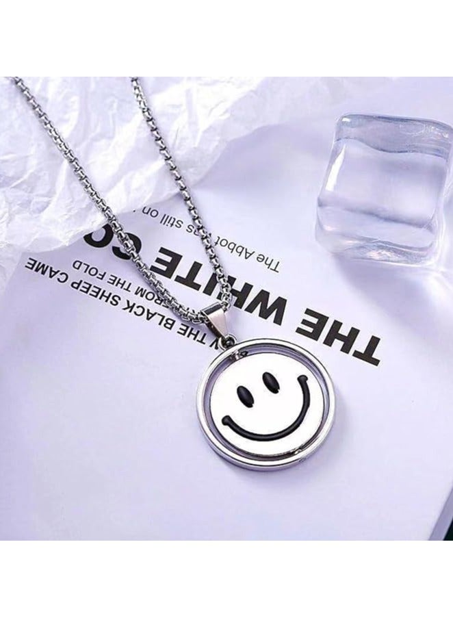 MARIO DRAFTS Unisex Smile Emotion Stainless Steel Neck Chain , Silver - Image 2