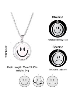 MARIO DRAFTS Unisex Smile Emotion Stainless Steel Neck Chain , Silver  - Image 4
