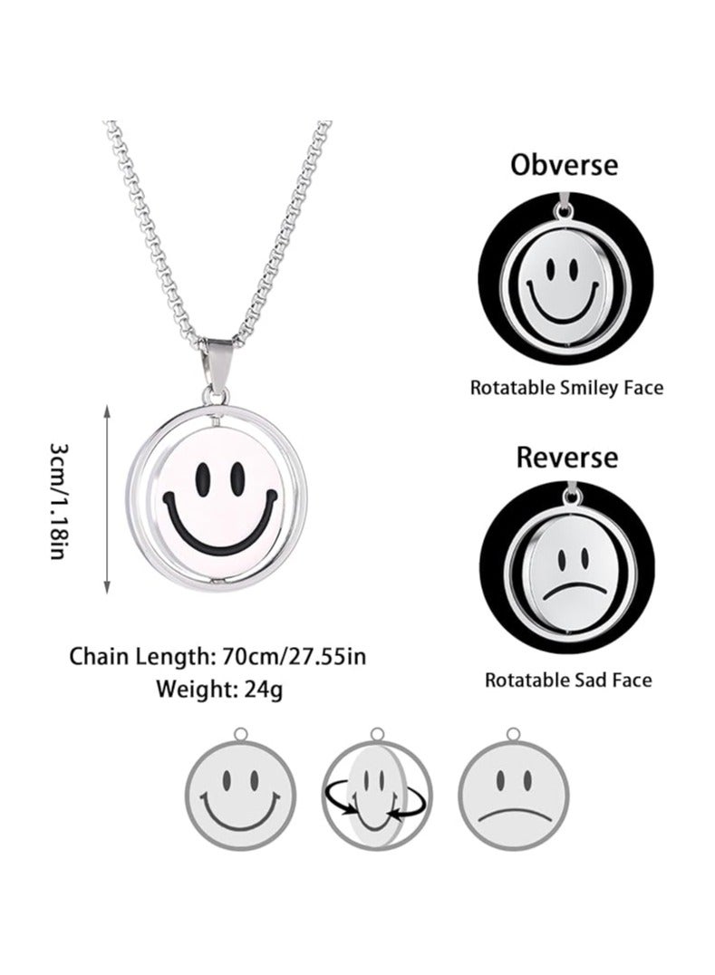 MARIO DRAFTS Unisex Smile Emotion Stainless Steel Neck Chain , Silver - Image 4