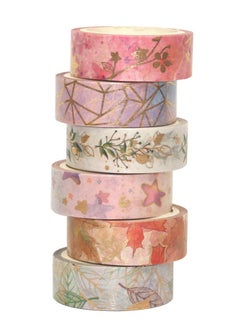 KASTWAVE Gold Patterned Washi Tape Set, 6 Rolls, Masking Tape for Decorative Artwork Crafts Journals Planners Gift Wrap 15mm  - Image 3