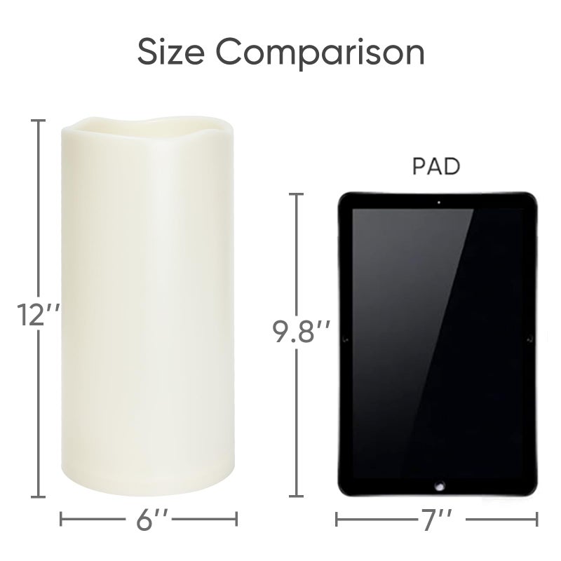 Homemory 6" x 12" Extra Large Outdoor Waterproof Candle with Auto 6-Hour Timer, Ivory Plastic Made, Long Last for Half A Year - Image 4