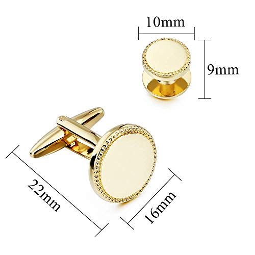 HAWSON Shiny Metal Cufflinks and Studs Set for Men - 2 Pairs Cufflinks with 6 Pieces Studs in Gift Box (Gold) - Image 2