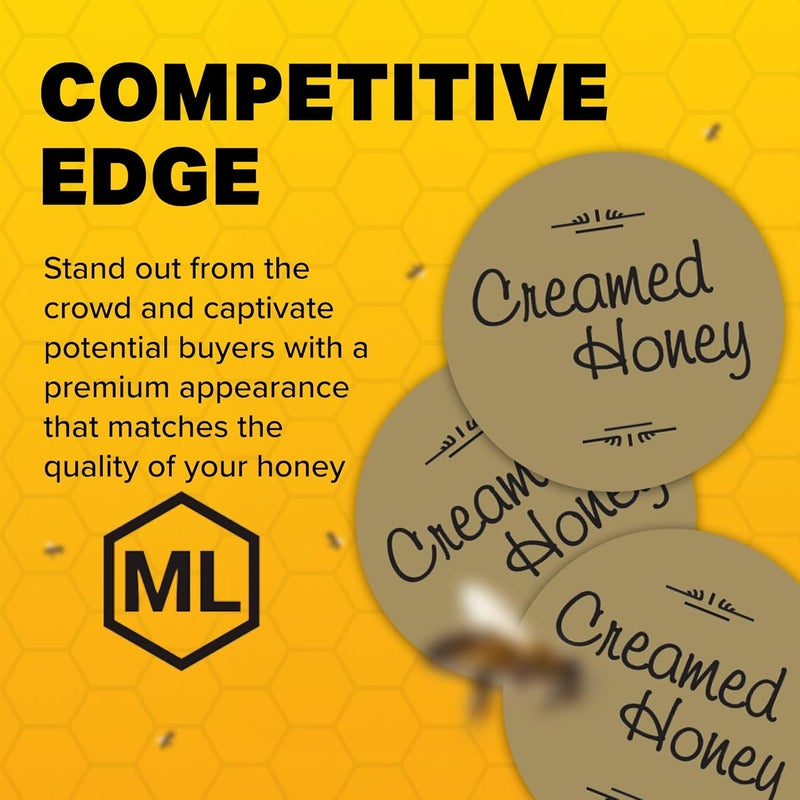Mann Lake Gold Foil Honey Jar Labels, Multi-Surface Applicable, Easy-to-Apply, Boost Honey Sales, 250 Premium Creamed Honey Labels (1-1/4 inch) - Image 2
